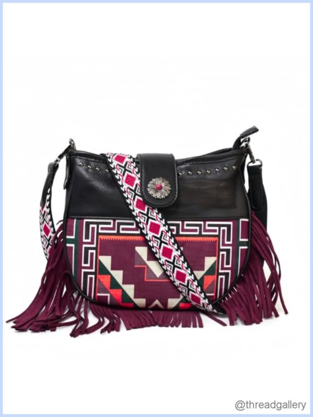 PU Leather Vintage Hobo Fringe Tassel Crossbody Shoulder Bag for Women